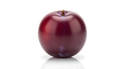 Single ripe plum isolated on a clean white background