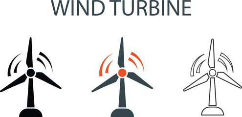 Wind Turbine Icons for Renewable Energy and Sustainable Power