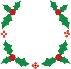 Christmas border divider clean holly leaves and berries colorful vector illustration
