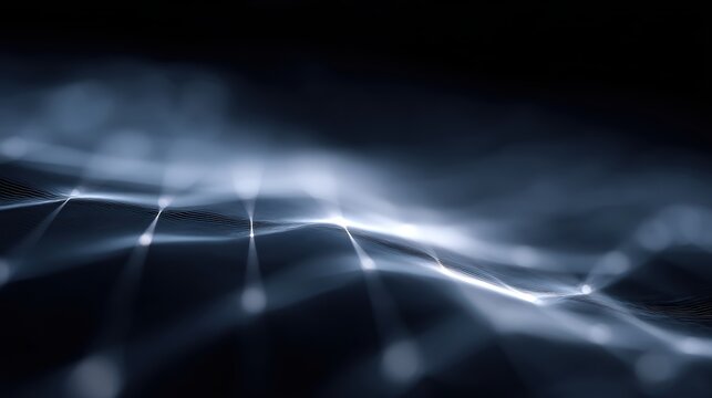 High-tech abstract 3D rendering of digital grid, AI data visualization, and blockchain connections, futuristic technology concept