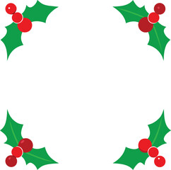 Christmas border divider clean holly leaves and berries colorful vector illustration