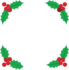 Christmas border divider clean holly leaves and berries colorful vector illustration