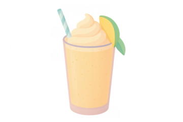 Mango smoothie with whipped cream and straw