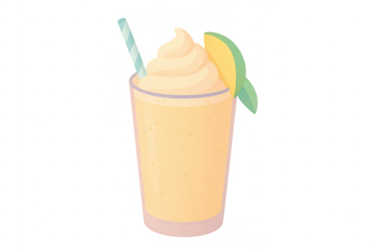 Mango smoothie with whipped cream and straw
