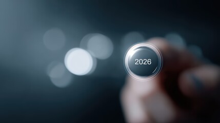 New Year 2026 launch concept, professional holding toggle button to start and embrace 2026
