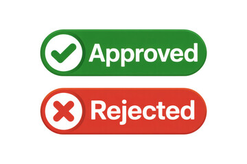 Approved rejected button checkmark cross mark green red decision choice confirmation selection accept decline on transparent background