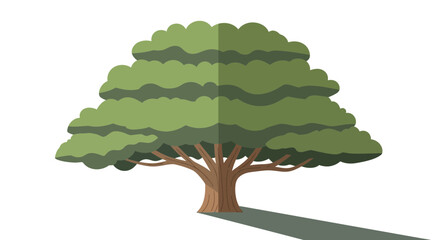 Stylized tree with dense foliage and long shadow for eco concepts