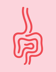 Digestive system icon set, small and large intestines, digestion