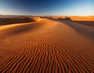 intricate patterns formed by shifting sands under warm sunlight in a desert landscape