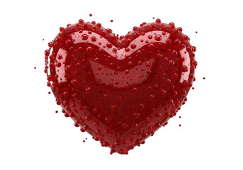 Beautiful red heart covered in water droplets isolated on black