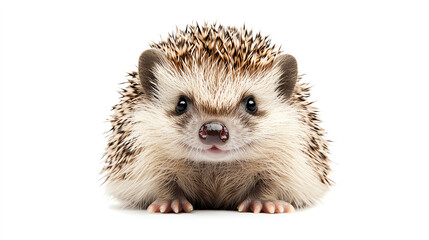 Naklejka premium Hedgehog sitting and smiling, white background