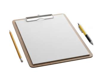 Blank Clipboard with Pen and Pencil Ready for Notes