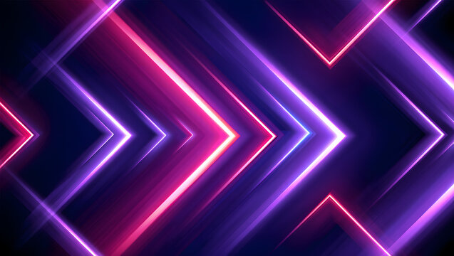Vibrant neon arrows pointing forward in abstract geometric pattern - Powered by Adobe