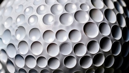 close up of a white golf ball texture with dimples