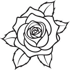 Single rose with curled petals, thorns and textured leaves, studio lighting