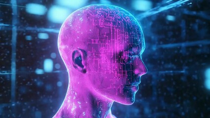 Artificial intelligence brain processing data in digital world - Powered by Adobe