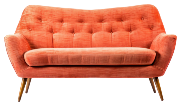PNG Modern orange tufted sofa