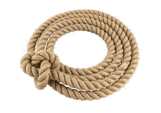 Circular hemp rope knot concept isolated against dark background