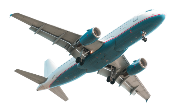 Airplane taking off from airport aerial view transport concept isolated on transparent background