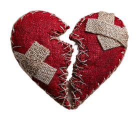 Mending a broken heart emotional concept piece isolated on transparent background