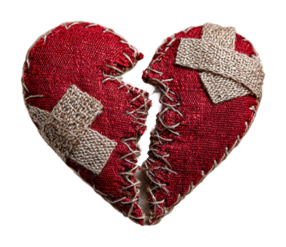 Mending a broken heart emotional concept piece isolated on transparent background - Powered by Adobe