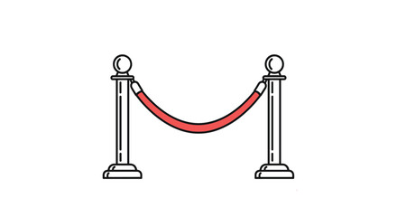 A simple illustration of a velvet rope stanchion system used for crowd control and creating exclusive entryways for events.