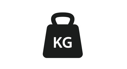 A visual representation of a black weight lifting dumbbell with the letters kg written on it indicating kilograms for measuring physical strength and workout intensity.