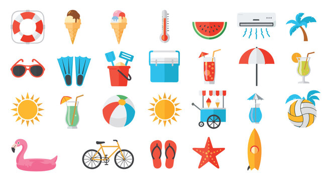 Summertime vacation fun with ice cream and cool drinks for a refreshing holiday.