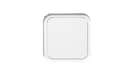 A Simple White Square Button With Rounded Corners and Subtle Shadows on a Transparent Background