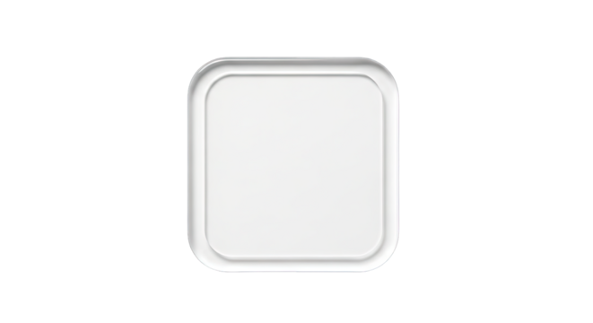 A Simple White Square Button With Rounded Corners and Subtle Shadows on a Transparent Background