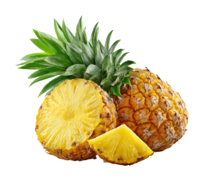Tropical pineapple harvest farm food bright isolated on transparent background