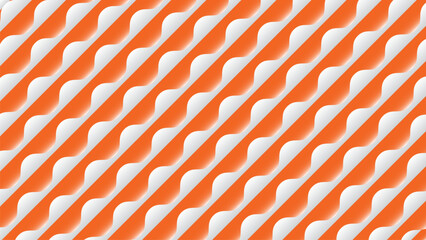 Seamless diagonal pattern of white and orange curved zigzag lines with a 3D bevel effect.