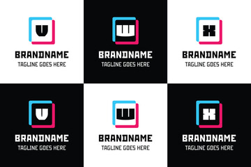 Letter V W X Glytch Logo Set, digital energy, and modern tech style