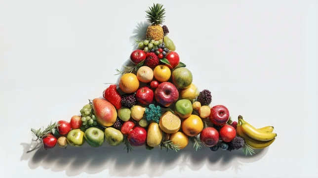 Vibrant Mixed Produce Forming a Christmas Tree Shape