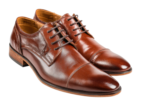 Elegant leather dress shoes for men product focused isolated on transparent background