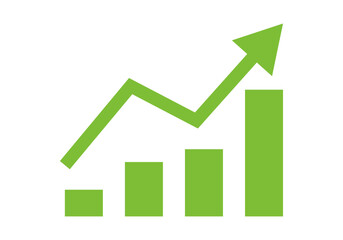Crecimiento financiero y éxito empresarial en icono de gráfico verde
