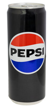 Black Pepsi Max zero sugar isolated clipping path on white background. 