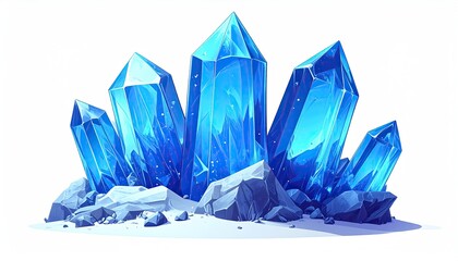 Vibrant blue crystals cluster on gray rocks