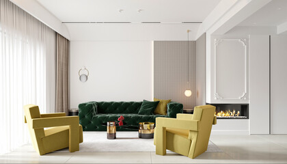 3D RENDER LIVING ROOM