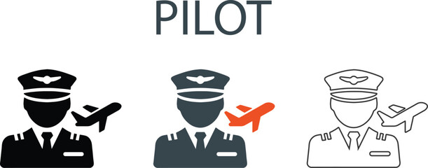 Pilot icons, black vector © Designstor09