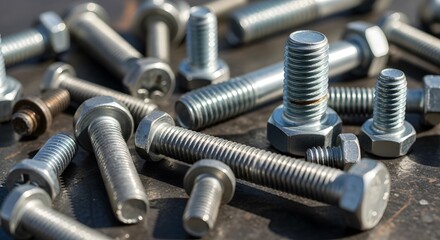 a collection of metal bolts