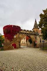 View of the Krumme Tor (Crooked Gate) on the Domburg hill in the city of Merseburg in Germany.