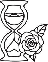 Rose hourglass symbol of fleeting value
