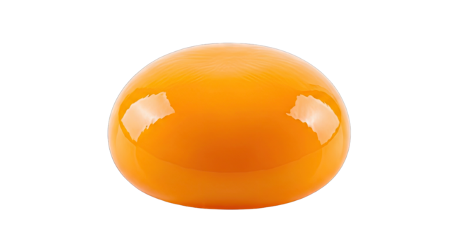 A Single Glossy Orange Sphere with Reflective Highlights on a Transparent Background
