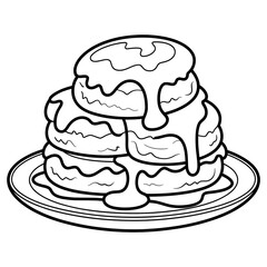 Stack of pancakes with syrup drawing illustration for coloring book or page one hundred characters