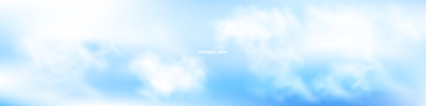 Vector illustration of a beautiful blue sky with realistic clouds. Captivating panoramic view with soft and natural cloud formations, perfect for backgrounds, web, and design projects.