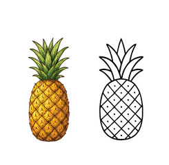 Flat Design Pineapple Icon Collection - Minimalist Summer Fruit Graphics