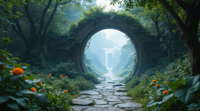 Enchanted Forest Path - A Stone Archway to Serenity.