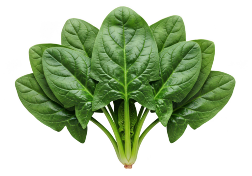 Fresh Spinach Bunch Isolated on Black Background Ready for Cooking