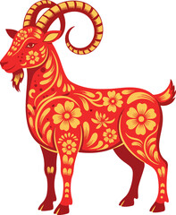 vector illustration of chinese zodiac goat